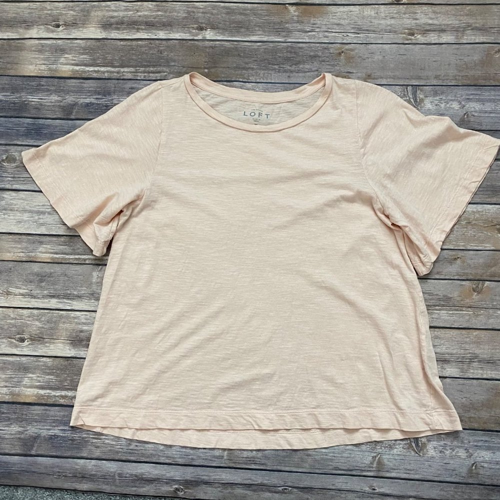 LOFT Light Pink Cotton Short Bell Sleeve Tee - Picture 2 of 12